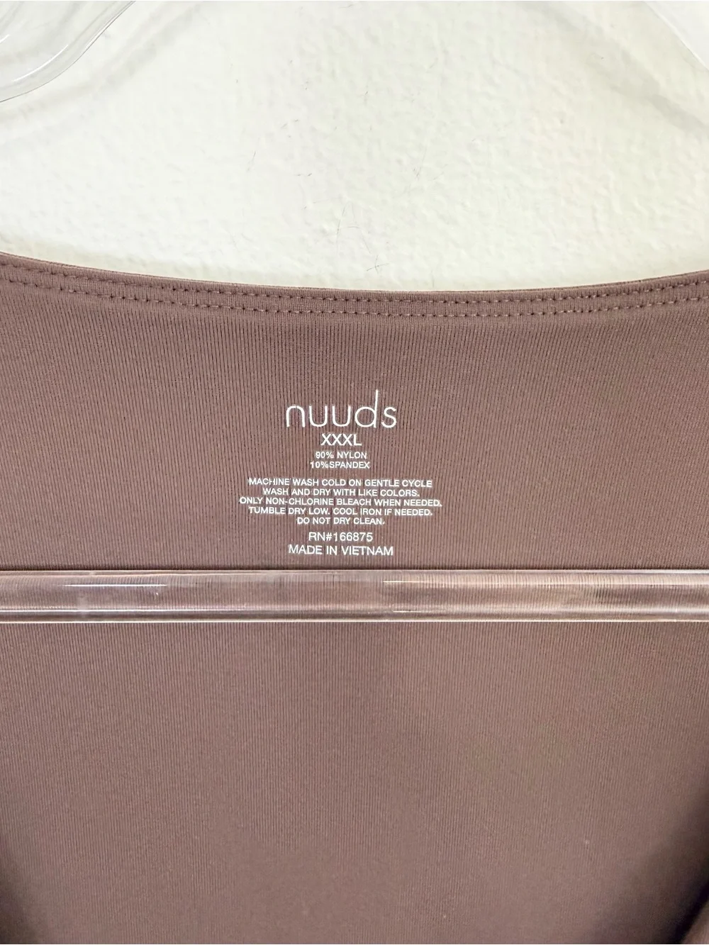 Nuuds Long Sleeve Scoop Neck Bodysuit Coffee Brown XXXL